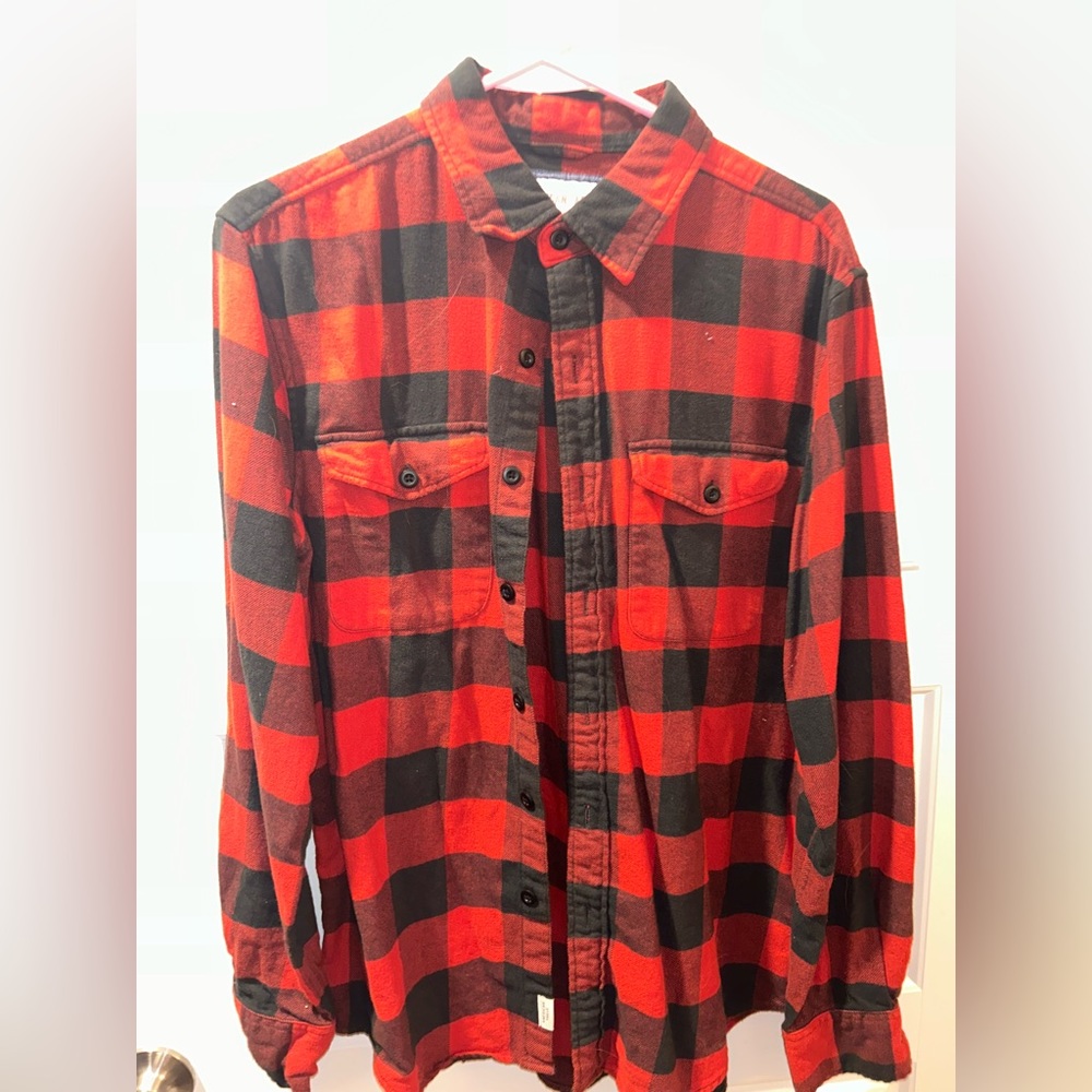american eagle red and white flannel